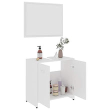 mewmewcat Set di mobili da Bagno, Mobile da Bagno con Specchio a Parete, sottolavello e Contenitore da Terra, Bianca