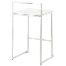 MK Elegante Sgabello Design LOIRET in Ecopelle e Acciaio Inox (Bianco)