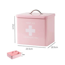 BWBZ Scatola di Medicina Multifunzionale Kit di Pronto Soccorso Doppia Griglia Maniglia Portatile Logo A Croce Scomparto Rimovibile Conservazione di Medicine/Caramelle/Snack/Giocattoli Rosa