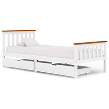 SKM Giroletto con 2 Cassetti Bianco in Massello di Pino 100x200 cm (27.9kg) Bianco-0433
