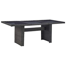 Qnotici Tavolo da Pranzo da Giardino Tavolo da Campeggio Tavolo da Buffet Tavolo da Festa tavolino da Giardino 200x100x74 cm Vetro e polyrattan Nero