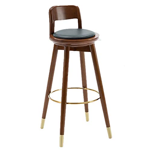 Sgabello Alto in Pelle Girevole con Schienale per Sedia da Bar Seggiolone per La Casa Sedia da Bar in Legno Massello (Color : B, Size : 36.5 * 36.5 * 55cm)