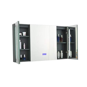 ZoSiP Armadietto da Bagno Mobiletto Pensile Alluminio Armadietto con Specchio, Illuminato LED Bagno Armadietto for Bagno Incasso o Superficie (Color : Silver, Size : 100x70x14cm)