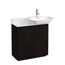Laufen Guida di Scorrimento Base per mobiletto Ino per lavabi 81330 1/2, 2 cassetti, Nastro Maniglia in Alluminio Nero, colorazione: Olmo Scuro - H4030041102631