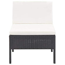UnfadeMemory Set Divani da Giardino 5 pz con Cuscini in Polyrattan Nero