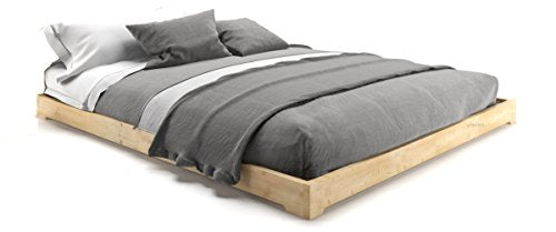 Letto in Legno, Letto Giapponese Modello Nokido 180x200 con reti a doghe, Non trattato