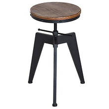 homcom Sgabello da Bar Alto in Stile Industriale Regolabile in Altezza, Metallo e Legno, 39x41x49-64cm Marrone e Nero