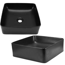 Omabeta Lavabo da Bagno in Ceramica Quadrata in Ceramica Quadrata Standard Nera