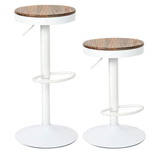YOUNIKE 2 x Sgabello da Bar Sedia da Bar in Legno massello 58-80 cm Regolabile in Altezza, Sgabello Girevole a 360 ° con poggiapiedi, per Cucina Bar caffetteria, Bianco