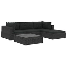 vidaXL Set Divani da Giardino 5 pz con Cuscini Foderati Lavabili Modulare Leggero Elegante Arredi da Esterno in Polyrattan Nero Telaio in Acciaio