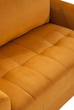 Natura Sofa - Divano fisso scandinavo Sophia, 2 posti, velluto senape, basso ingombro, lunghezza 138 cm