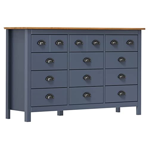 vidaXL Credenza Hill Grigia 130x37x80 cm Legno Massello di Pino