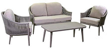 Set Salotto da Giardino Divano 2 Poltrone e Tavolino in Corda Renton Grigio