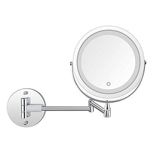 SWEET Specchio Ingranditore 5X da Tavolo,Specchio Ingranditore da Parete,Carica della Batteria HD a Doppio Lato con Oscuramento del Tocco Rotante a 360 ° Specchio Ingranditore con Luce