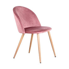 BenyLed Set di 6 Sedie Imbottite per Sala da Pranzo, con Schienale in Morbido Velluto e Gambe Regolabili in Metallo, Colore: Rosa