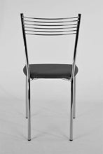Tommychairs - Set 4 sedie modello Elegance per cucina bar e sala da pranzo, struttura in acciaio cromato e seduta imbottita e rivestita in pelle artificiale colore grigio scuro