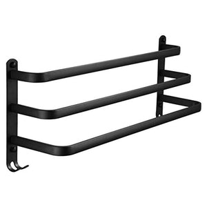 Portasciugamani Portasciugamani da Bagno a 3 Livelli con Ganci Portasciugamani a Parete in Alluminio Nero 30CM Portasciugamani Senza punzonatura per Cucina Bagno Servizi igienici U