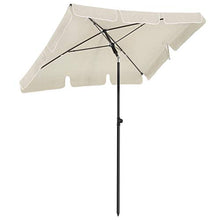SONGMICS Ombrellone da Balcone Rettangolare 1,8 x 1,25 m, Protezione UPF 50+, Parasole Inclinabile, Telo Rivestito in PA, Borsa da Trasporto, Giardino Terrazzo, Base Non Inclusa, Beige GPU180M01