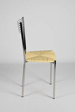 Tommychairs - Set 4 sedie modello Elegance per cucina bar e sala da pranzo, struttura in acciaio cromato e seduta in finta paglia color avorio