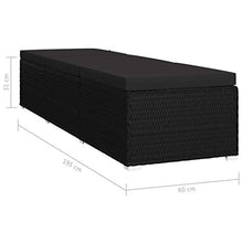 Festnight Lettino Prendisole con Cuscino in Polyrattan Schienale Regolabile Nero per Arredo Esterni e Giardino 195 x 60 x 31 cm Letto Isola da Giardino Esterno