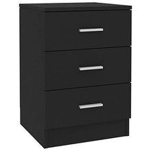 Tidyard Comodini Camera da Letto Moderni con 3 Cassetti in Truciolato Nero/Grigio Lucido,Comodino Moderno,Cassettiera Camera da Letto Moderna,Comodino con Cassetti 38x35x56 cm