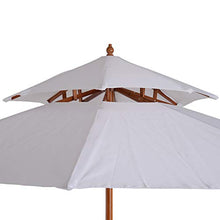 Outsunny Ombrellone da Giardino Spiaggia Parasole Doppio Tetto in Legno Φ2.65*H2.64m Crema