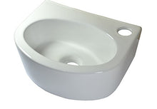 1 lavabo (SS31) in ceramica, montaggio a parete, ovale, quadrato, lavabo in ceramica, per bagno, piccolo lavabo da appendere, circa 30,5 cm, L 23 cm