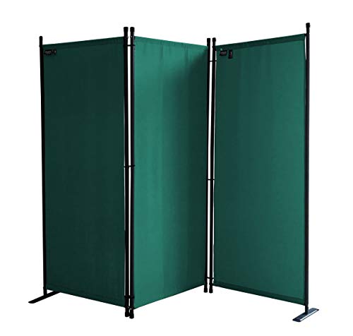 QUICK STAR Paravento da Giardino 170 x 165 cm 3 parti pieghevole Divisorio in Tessuto Protezione della Privacy Verde