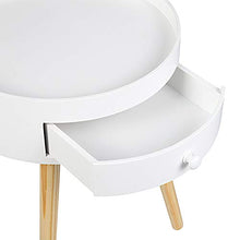 WOLTU Comodino Rotondo con Cassetto per Camera da Letto Organizzatore da Letto Tavolino da Salotto in Legno Bianco 38 cm TS111ws