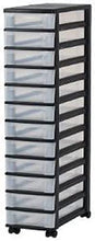 Iris Ohyama, Torre di stoccaggio, 12 cassetti da 6 L, con ruote, maniglie ergonomiche, ufficio, garage - New Chest NMC-012 - Nero
