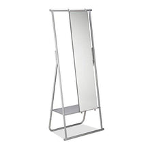 Relaxdays 10022580 Appendiabiti Metallo con Specchio Intero Asta Attaccapanni & Ripiano HLP 156,5x64,5x39 cm, Argento