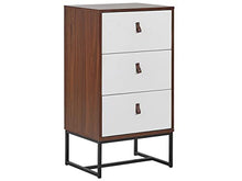 Beliani Cassettiera Legno Scuro Gambe in Metallo Bianco Portaoggetti 91 x 49 cm Nueva