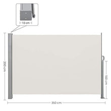 SONGMICS Tenda Laterale 200 x 350 cm (A x L), Tenda Avvolgibile per Balcone e Terrazzo, Protezione Privacy, Frangivista, Parasole, Separatore, Beige GSA205E02