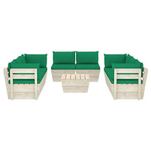SKM Set Divani da Giardino su Pallet 9 pz con Cuscini Legno Abete (179.1kg) Verde-3653