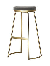 MYAOU Sgabelli da Bar Grigi, sedie da bancone in Stile nordeuropeo con poggiapiedi e Base in Metallo Dorato, Sgabello da Bar Rotondo con Cuscino in Lino, 45/65/75 cm
