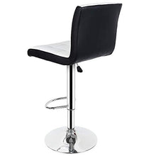 YJIIJY 2 x Sgabello da Bar/Cucina, Similpelle, Regolabile e Girevole a 360°, Schienale e Poggiapiedi, Struttura in Acciaio Cromato, Peso Max: 200 kg, PU（Bianco+Nero）