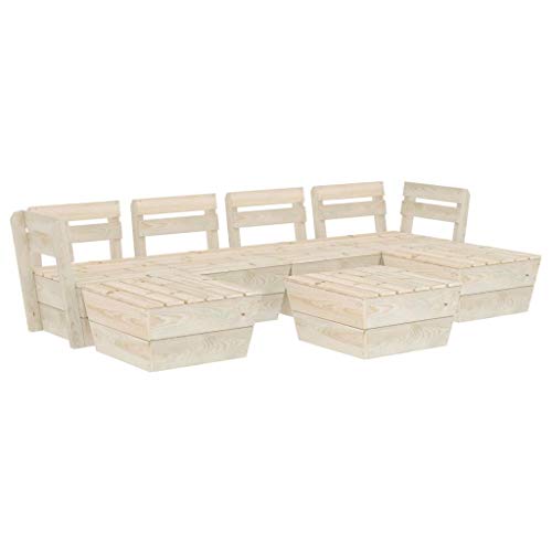 FAMIROSA Set Divani da Giardino su Pallet 7 pz in Legno Abete Impregnato-3724