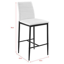 [en.casa] Set di 2 Sgabelli da Bar 2 Sedie Alte con Gambe in Acciaio con Poggiapiedi Seduta in Similpelle Cucina/Bar/Ristorante - Bianco