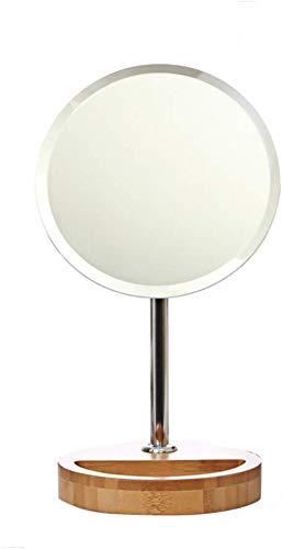 Specchio per Trucco da banco Specchio cosmetico da Tavolo Luminoso a Faccia Singola Specchio Portatile Specchio cosmetico Semplice di Fascia Alta bambù Chiaro