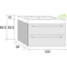 Kit Mobile lavabo RIHO & SLIMLINE SET 72 in legno laccato lucido 100 x 38 a 60,5 cm