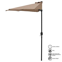 casa.pro] Ombrellone a semicerchio (Ø300cm) (Beige) Ombrellone con manovella/Ombrellone da Mercato/Ombrellone da Giardino/Semicerchio