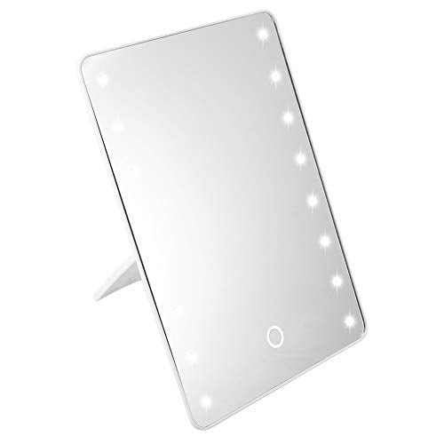 Longzhuo Specchio per Il Trucco, Specchio per Il Trucco del Touch Screen Specchio cosmetico Illuminato da Tavolo dimmerabile da 16 LED