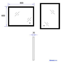 Meykoers specchio da parete specchio da bagno specchio da bagno LED con illuminazione 80x60cm con interruttore tattile e specchio con luce antiappannamento bianco freddo 6400K