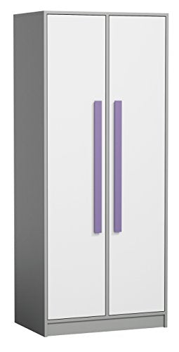 SMARTBett GmbH - Armadio GIT con 2 ante, colore: Grigio/Bianco/Viola