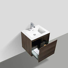 Mobile da bagno sospeso Freya 600 effetto legno - cassetto con illuminazione a LED - specchio opzionale, Specchio:Senza specchio