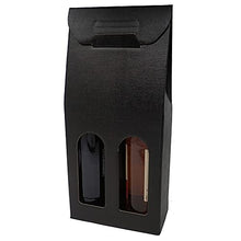10 scatole nere per 2 bottiglie vino verticali modello bordolese, borgognotta robuste strenne natalizie cartone accoppiato e maniglia esterna cm.18x9x38,5h - 2 NERE