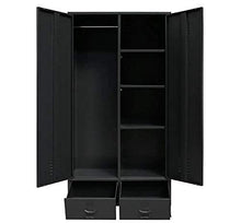 Pissente - Armadietto da ufficio in metallo, stile industriale, resistente, per armadio, armadio, facile da montare, 90 x 40 x 180 cm (L x P x A) nero