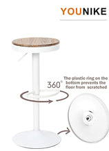 YOUNIKE 2 x Sgabello da Bar Sedia da Bar in Legno massello 58-80 cm Regolabile in Altezza, Sgabello Girevole a 360 ° con poggiapiedi, per Cucina Bar caffetteria, Bianco