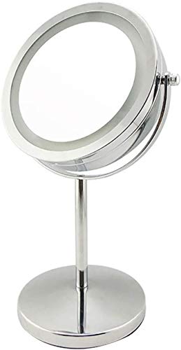 Trucco specchio con luci Specchio per il trucco Specchio da tavolo illuminato Specchi cosmetici 360 e deguotazione doppio con un supporto per piedistallo antiscivolo in acciaio inox spazzolato per sog