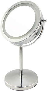 Trucco specchio con luci Specchio per il trucco Specchio da tavolo illuminato Specchi cosmetici 360 e deguotazione doppio con un supporto per piedistallo antiscivolo in acciaio inox spazzolato per sog